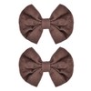 Mini Brown Hair Bows Clips for Girls Toddles Embroidery Flower