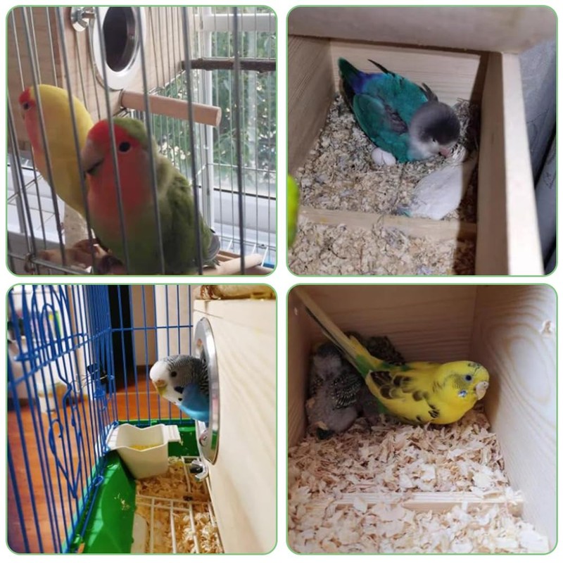 Natural Wood Parakeet Nesting Box Bird Breeding House with Detachable