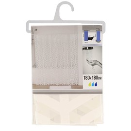 EVIDECO French Home Goods Transparent PEVA Shower Curtain Design - 71x71 Inches (White Hexagon Design)