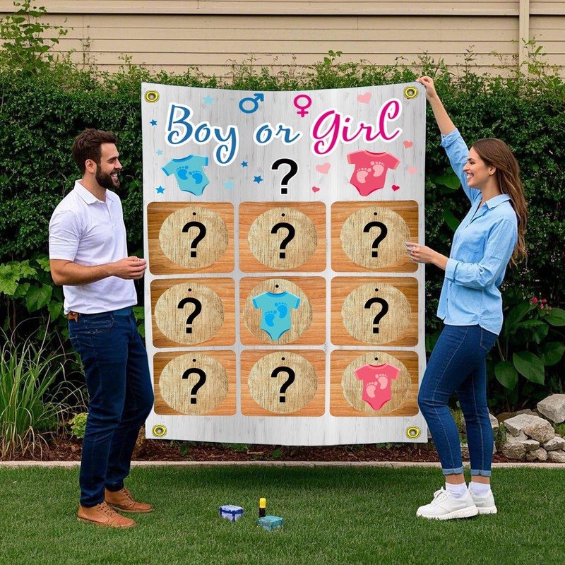Gender Reveal Tic Tac Toe Board Game for Boys or
