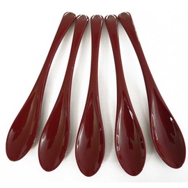 Easy to Eat Spoons Large, Red, Set of 5, Made in Japan, Curry Spoon, Resin, Dishwasher Safe, Gyudon Shop Supu