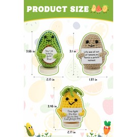 EzKnotify Funny Emotional Support Potato Gag Gift with Base, Mini Knitted Wool Crochet Dolls for Tough Times, Perfect for Friends, Parties, Birthdays, and Christmas(Potatoes Pineapple Avocado)