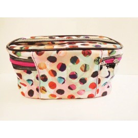 Lancôme NEW Lancome Multi-Color Red Pink Blue Dots Train Case Cosmetic Beauty Makeup Bag