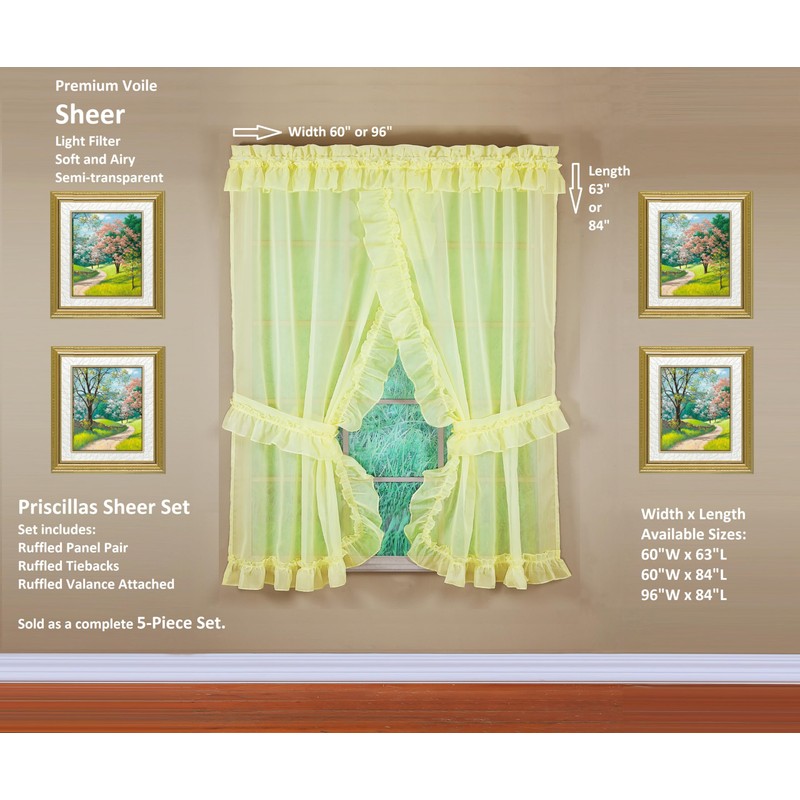 Today's Curtain, Emelia Priscilla Sheer Pair 60" W x 84"
