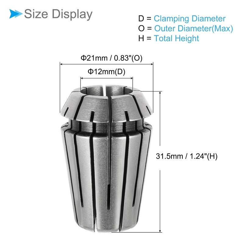 CoCud Spring Collet Chuck, ER-20 Spring Collet 12mm Clamping Diameter,