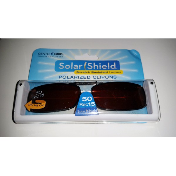 Solar Shield 50 Rec 15 Polarized Clip-on Sunglasses Full Frame with Driving Lenses