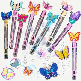 Roaqua 24 Packs Bulk Mini Bubble Butterfly Wands for Kids Birthday Party Favors, Classroom Carnival Prizes, Wedding, Summer Outdoor Playing Blowing Bubbles Gifts