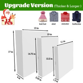 12 Pcs Shirt Boxes Assorted Size White Gift Boxes for Clothes Shirt Boxes for Wrapping Gifts with 18 Different Stickers