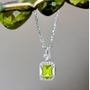 Peridot Natural Gemstone Necklace, Emerald Cut 1.7 Carat Solitaire, 925