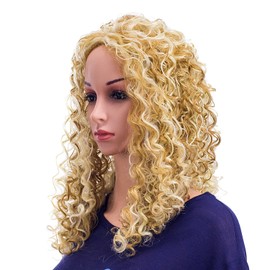 SWACC 20-Inch Long Big Bouffant Curly Wigs for Women Synthetic Heat Resistant Fiber Hair Pieces with Wig Cap (Strawberry Blonde/Bleach Blonde Highlights-27H613)
