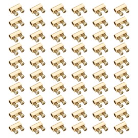 PATIKIL Steel Wire Rope Cable Clamp, 60 Pack M3 Double Hole Wire Rope Clips 3.0mm Line Hole with End Screw Stopper, Brass Tone