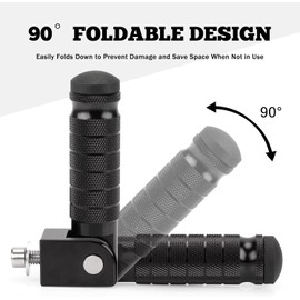 XINGWU M8 Motorcycle Foot Pegs 90 Degree Foldable Bike Pegs CNC Anti-Skid Universal for Super 73 Yamaha Honda Suzuki Aprilia Electric Car Motorbike Scooter Mini Bike Ebike Dirt Bike Go Kart (Black)