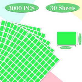 Starboling Color Coding Labels,3000 PCS 1/2" x 3/4" Fluorescent Green Rectangular Label,for Garage Sale,Price Tags,File Folder Tabs