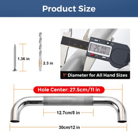 12 Inch Grab Bars for Shower, Stainless Steel Safety Handicap Grab Bars for Bathroom, Anti-Slip Shower Handle, Wall Mounted (2 Pack, Polished Nickel)