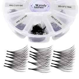 WENDY LASHES Premade Volume Fan for Lash Artists: Wendy, 500 Handmade Fans for Eyelash Extensions, Loose Lashes, Black, 500-20P, C Curl, 13-20mm, SM126