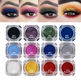 TWOMODE 12 Colors Eyeshadow Powder Pigment Shimmer Glitter Cream Pigment Eye Makeup