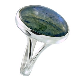 I-be, Labradorite Gemstone Ring Oval 925 Silver in Gift Box 102812/13x18, Silver, Labradorite