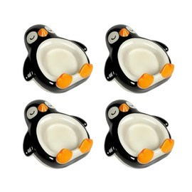 Bicuzat Cute Penguin Shaped Ceramic Sauce Dishes, Seasoning Dishes, Sushi Soy Dipping Bowls, Mini Appetizer Plates,Small Serving Bowls, 5.5 Inches, Set of 4