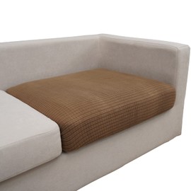 Eismodra Couch Cushion Covers Magic Stretch Sofa Slipcover for 3 Cushion Couch Dogs Pet L Shape 2 Seat Replacement Furniture Protector,Light Brown Length 25-37 inches(Only 1 Piece)