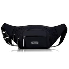 Travel Waist Bag, Unisex Fanny Pack, Money Belt, Holiday Bumbag (Black)