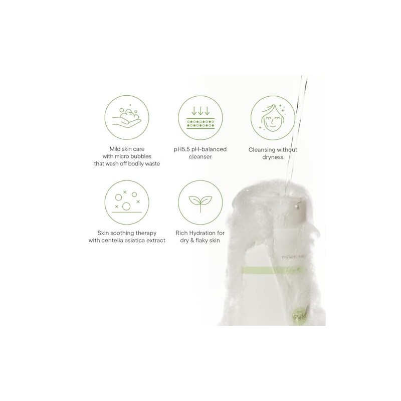 IUNIK- Limpiador facial espumoso suave con centella asiática, no resecado,