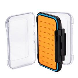 Gonex Fly Fishing Boxes - Two-Sided Waterproof, Lightweight, Easy Grip, Transparent Lid, 10.4x7.6x3 cm, Orange