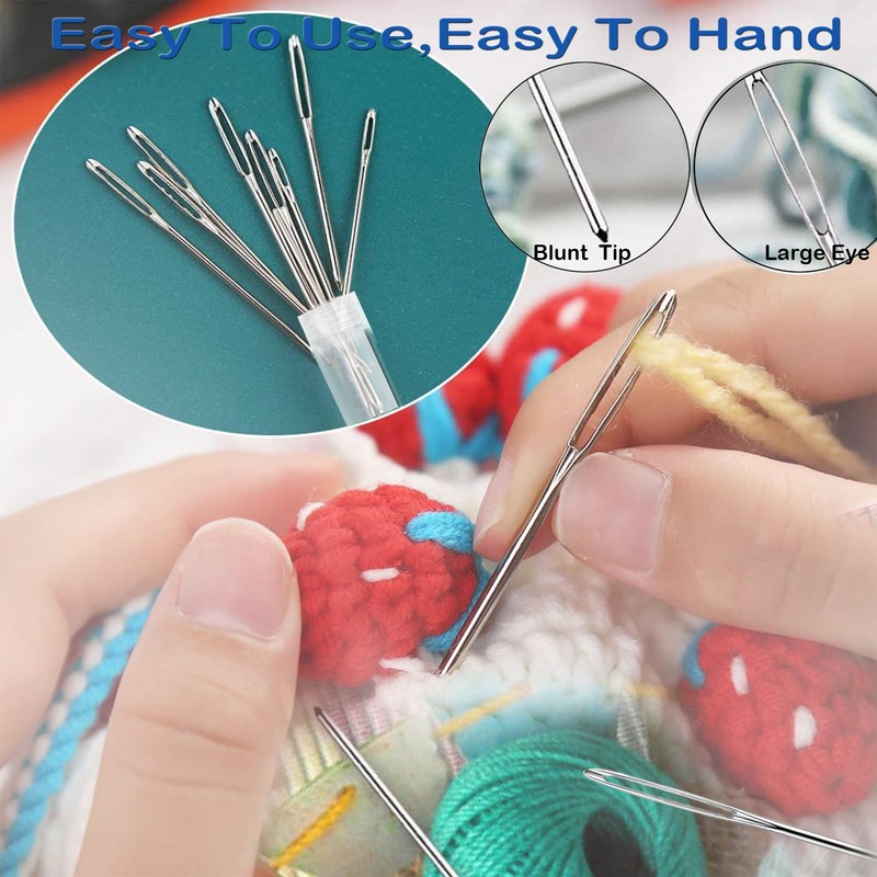 ORRDICE Large-Eye Blunt Needles, Stainless Steel Yarn Knitting Needles, Sewing