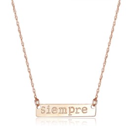 AVORA 10K Yellow Gold Siempre (Always) Bar Pendant Necklace with 16" Chain