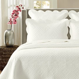 Calla Angel Sage Garden Luxury Pure Cotton Quilted Pillow Sham, King Pillow, 20x36, Ivory