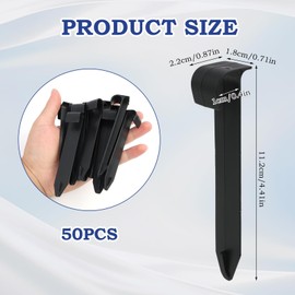 Pack of 50 Garden Hose Anchor, Micro Drip Pipe Holder, Drip Hose Ground Anchor, Mounting Anchor for Drip Hose and Pearl Hose, for Garden, Lawn and Patio, Black (Plug-In Fork)