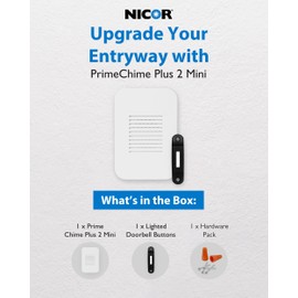 PrimeChime Plus 2 Mini- Video Compatible Doorbell Chime Kit with Black Decorative Button (PRMC1120DBBK)