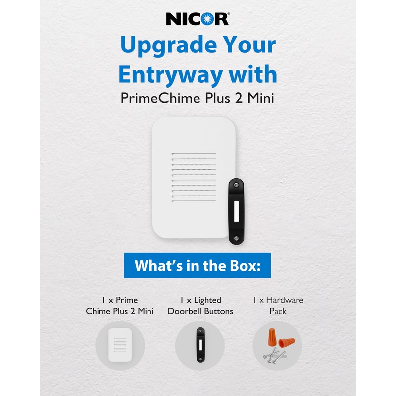 PrimeChime Plus 2 Mini- Video Compatible Doorbell Chime Kit with