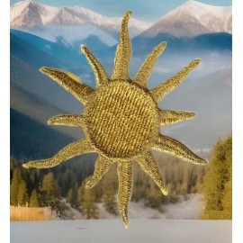 Unbranded 3" Celestial Metallic Gold Golden Sun Rays embroidered patch
