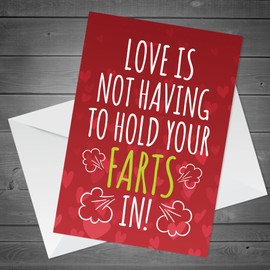 RED OCEAN Love Is Not Having To Hold Your Farts In Card Funny Valentines Card Boyfriend Girlfriend Partner Anniversary Card