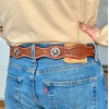 DANIEL'S ARTPLANET Men's Western Leather Belt Handmade Full Grain Leather