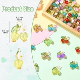 Ipotkitt 50pcs 10 Styles Glass & Resin Cherry Charms Crystal Fruit Food Charms for DIY Art Craft Supplies Necklace Earring Keychain Bag Ornaments Jewellery Making