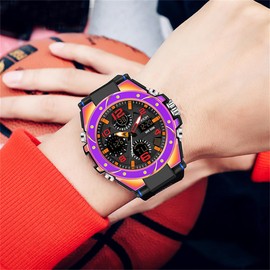 CdyBox Men Tactical Watch Waterproof Military Sport Work Digital Analog Wrist Multi Electronic Watch (Purple)