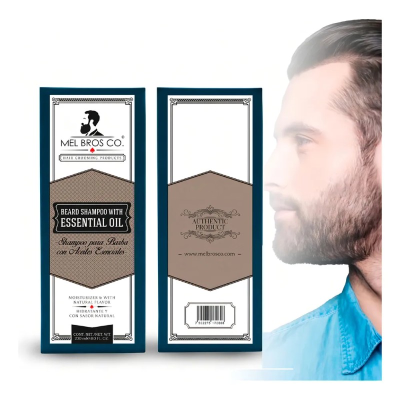 Shampoo Barba Mel Bros Co. Aceites Esenciales Hidrata 230 Ml