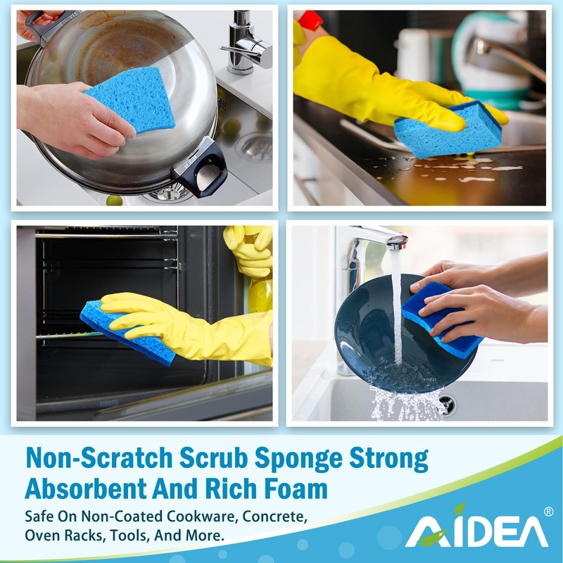 AIDEA Sponges Kitchen, Non Scratch Scrub Sponge, 6Count, Sponges for