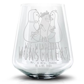 Mr. & Mrs. Panda Personalisiertes Cocktail Glas Pinguin Pärchen - Personalisierte Geschenke, Liebesgeschenk, Verlobung, Jahrestag, Liebespaar, große