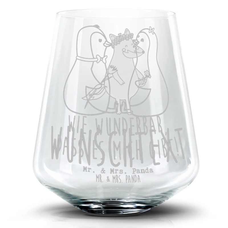 Mr. & Mrs. Panda Personalisiertes Cocktail Glas Pinguin Pärchen -