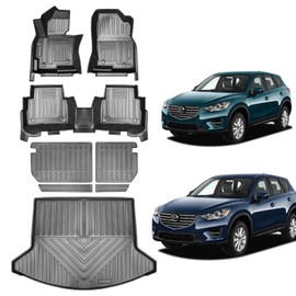 [Shvgen] Car Floor Mats & Backrest Mats & Cargo Liner Compatible for 2013-2016 CX-5 Floor Mats All Weather Protection TPE Mats for 2013 2014 2015 2016 Mazda CX5 Accessories(Full Set)