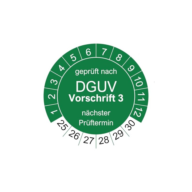 200 Test Badges for DGUV V3 Regulation 3 - Diameter