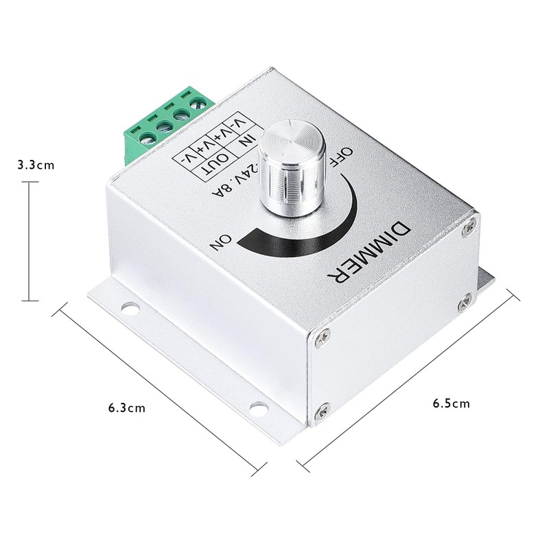 SUPERNIGHT 12V Dimmer Switch, Dimmer Knob Aluminium Case DC12V-24V 8A