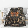 Orange Butterfly Moon Flower Throw Blanket, 320gsm Boho Mushroom Blanket