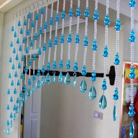 Rekelola Crystal Beaded Curtain for Doorways,Hanging Glass Door Beads Curtains for Windows Room Divider Bedroom Coffee House Bar (25 Strings Royal Blue)