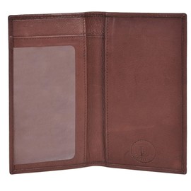 Leatherboss Genuine Cowhide Leather RFID Blocking Checkbook Slim Cover Holder for men women, Brown