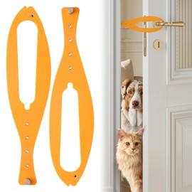TGIOW Cat Door Latch, 2 Pcs Cat Door Stopper Pet Door Latch to Keep Dog Out of Litter Box and Food, Door Prop for Cat with 5 Adjustable Size Strap 2.5-6" Wide, No Measuring, Easy to Install, Yellow