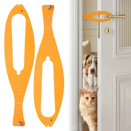 TGIOW Cat Door Latch, 2 Pcs Cat Door Stopper Pet Door Latch to Keep Dog Out of Litter Box and Food, Door Prop for Cat with 5 Adjustable Size Strap 2.5-6" Wide, No Measuring, Easy to Install, Yellow