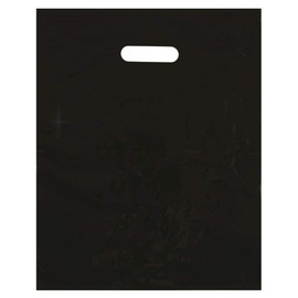 12x15 Black Die Cut Handle Plastic Shopping Bags 100/cs